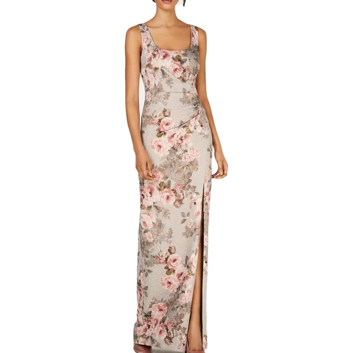 Floral Metallic Formal Dress