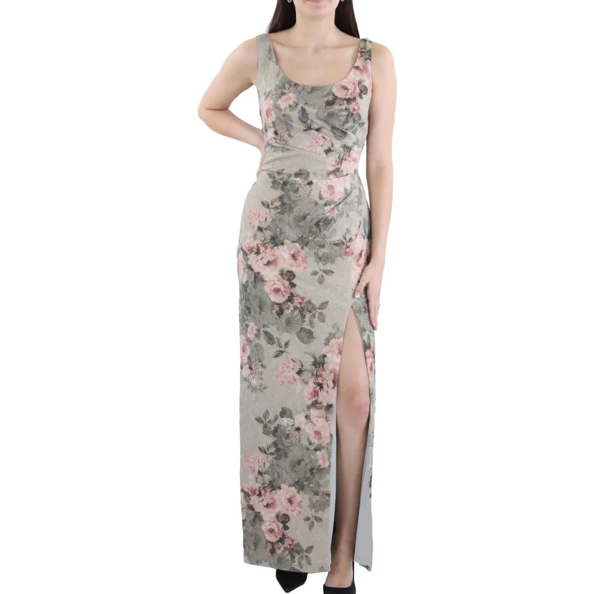 Floral Metallic Formal Dress