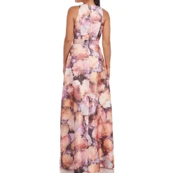 Floral Pleated Evening Dress