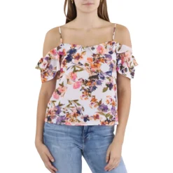 Floral Print Cold Shoulder Blouse
