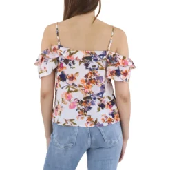 Floral Print Cold Shoulder Blouse