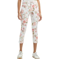 Floral Print Denim Cropped Jeans