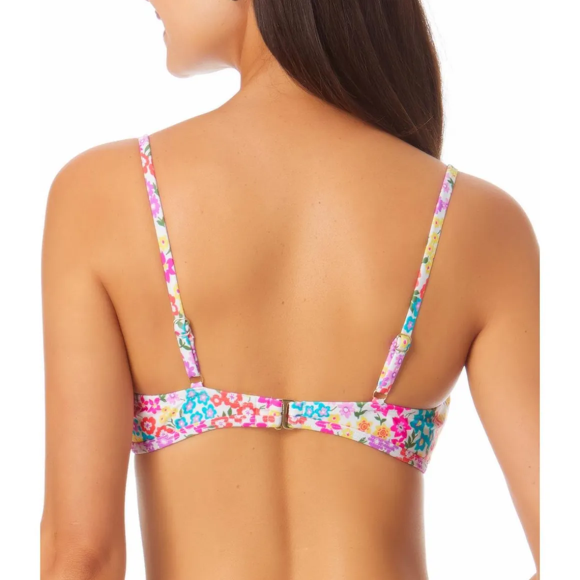 Floral Print Knot-Front Bikini Swim Top