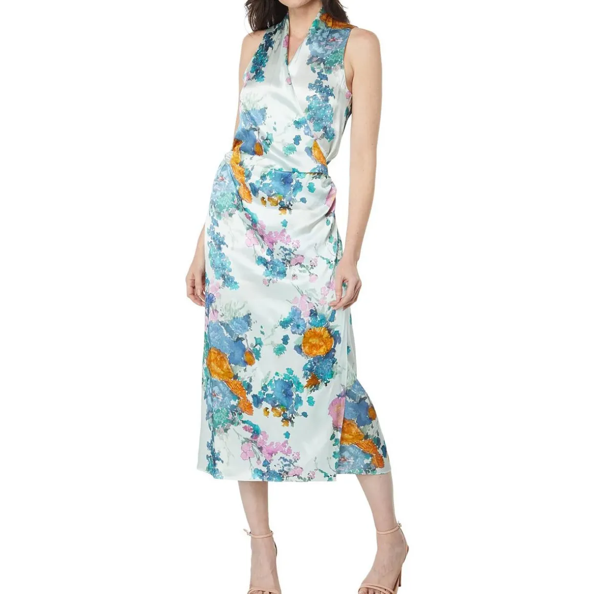 Floral Print Sheath Wrap Dress