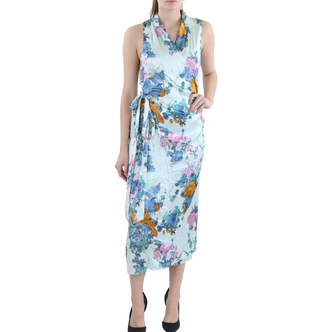 Floral Print Sheath Wrap Dress