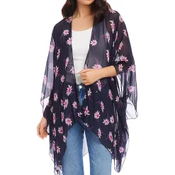 Floral Print Sheer Open Front