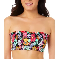 Floral Print Smocked Bikini Swim top