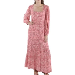 Floral Print Tea Length Maxi Dress