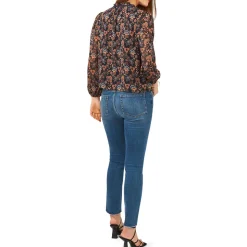 Floral Print Tie Neck Blouse