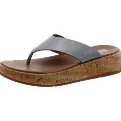 F-Mode Leather Slip On Thong Sandals