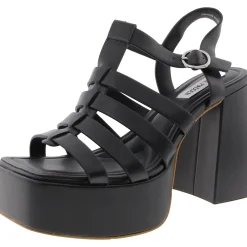 Follower Buckle Faux Leather Platform Sandals