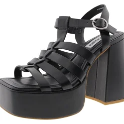 Follower Buckle Faux Leather Platform Sandals