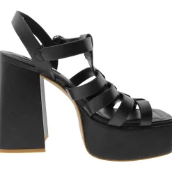 Follower Buckle Faux Leather Platform Sandals