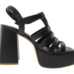 Follower Buckle Faux Leather Platform Sandals