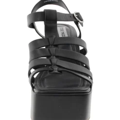 Follower Buckle Faux Leather Platform Sandals