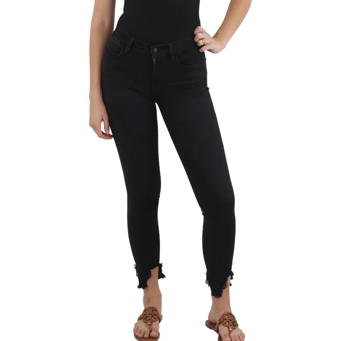 Frayed Hem Denim Skinny Jeans