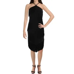 Fringe Chiffon Halter Dress