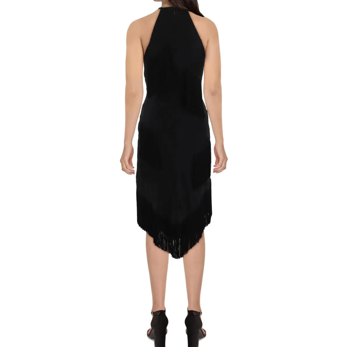 Fringe Chiffon Halter Dress