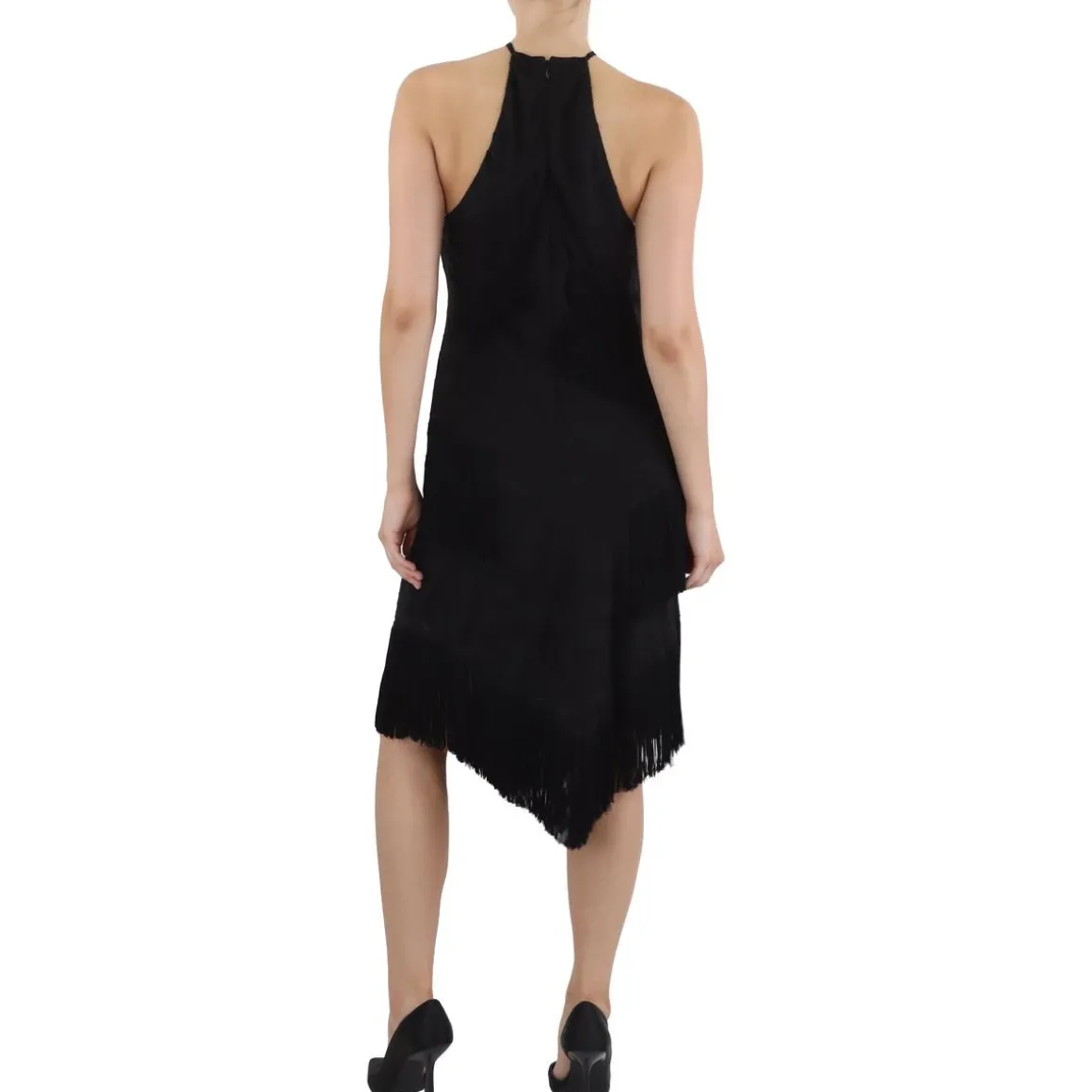 Fringe Chiffon Halter Dress