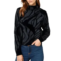 Fur Knit Mock Turtleneck Sweater