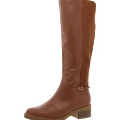 Fux Leather Zipper Knee-High Boots