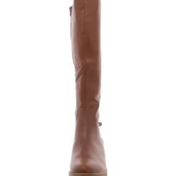 Fux Leather Zipper Knee-High Boots