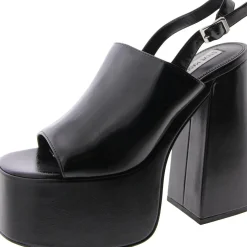 Gadget Faux Leather Open Toe Platform Heels