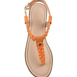 Genevive Faux Leather Braided T-Strap Sandals