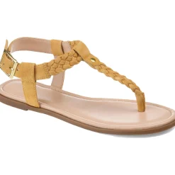 Genevive Faux Leather Braided T-Strap Sandals
