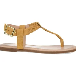 Genevive Faux Leather Braided T-Strap Sandals