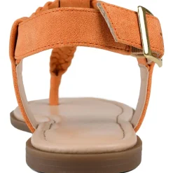 Genevive Faux Leather Braided T-Strap Sandals