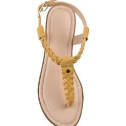 Genevive Faux Leather Braided T-Strap Sandals