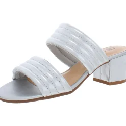 Georgette Leather Metallic Slide Sandals