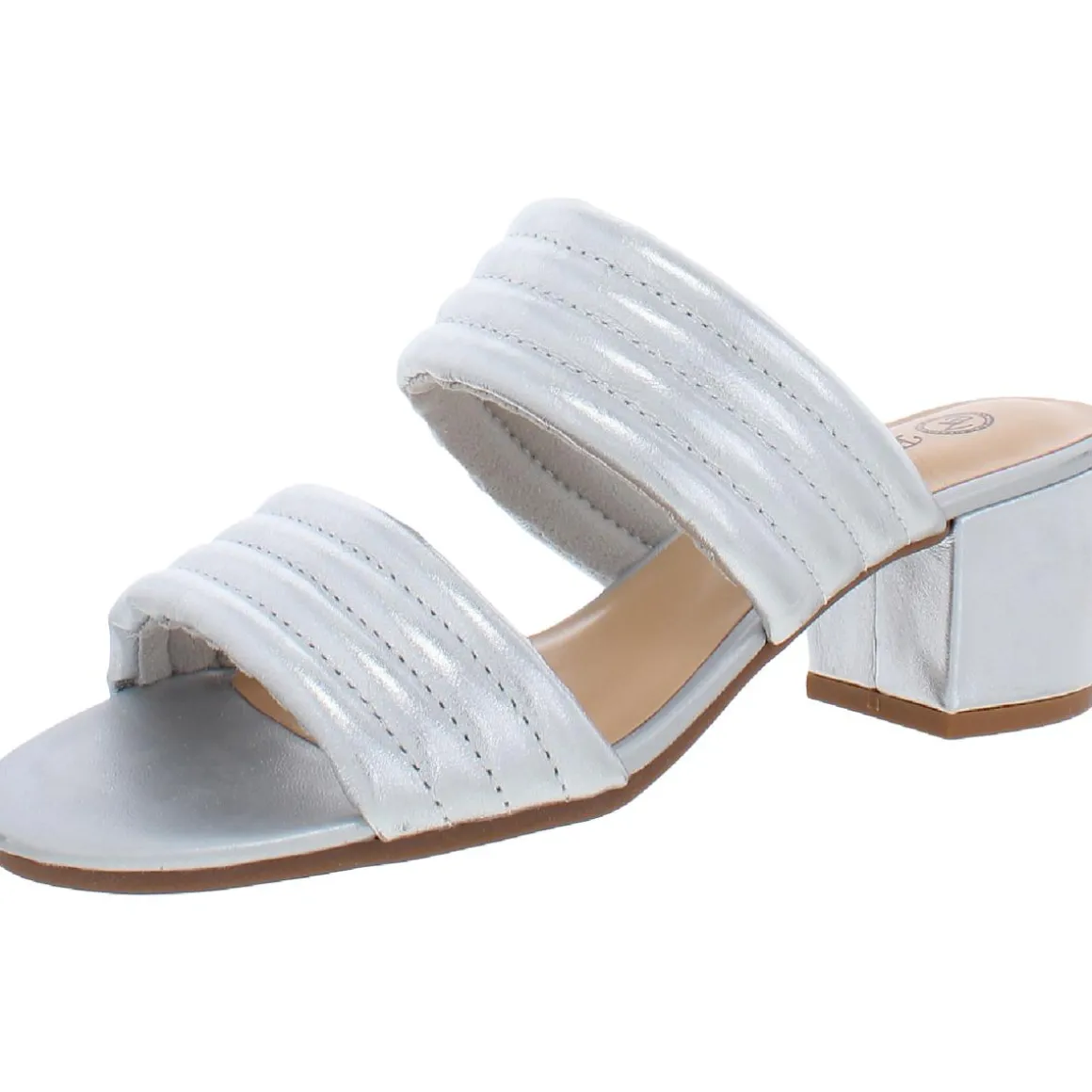 Georgette Leather Metallic Slide Sandals