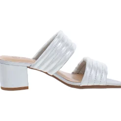 Georgette Leather Metallic Slide Sandals