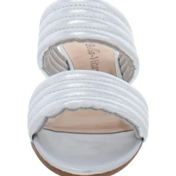 Georgette Leather Metallic Slide Sandals