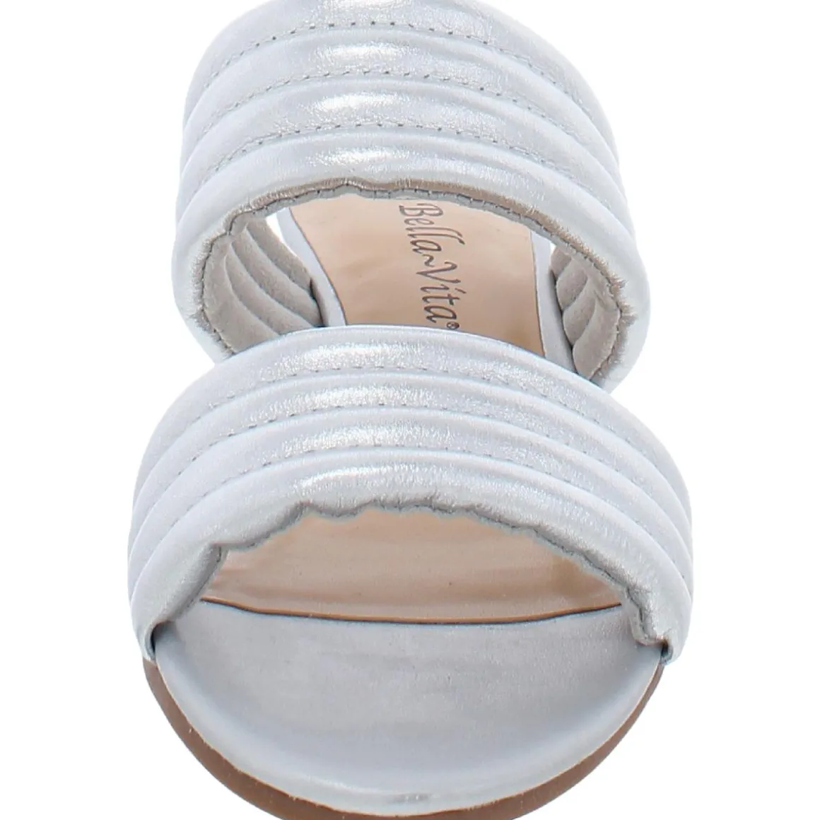 Georgette Leather Metallic Slide Sandals