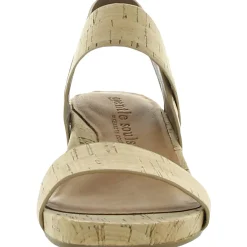 Gisele Two Band Leather Wedge Sandals