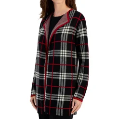 Glen Plaid Cotton Stretch Cardigan Sweater