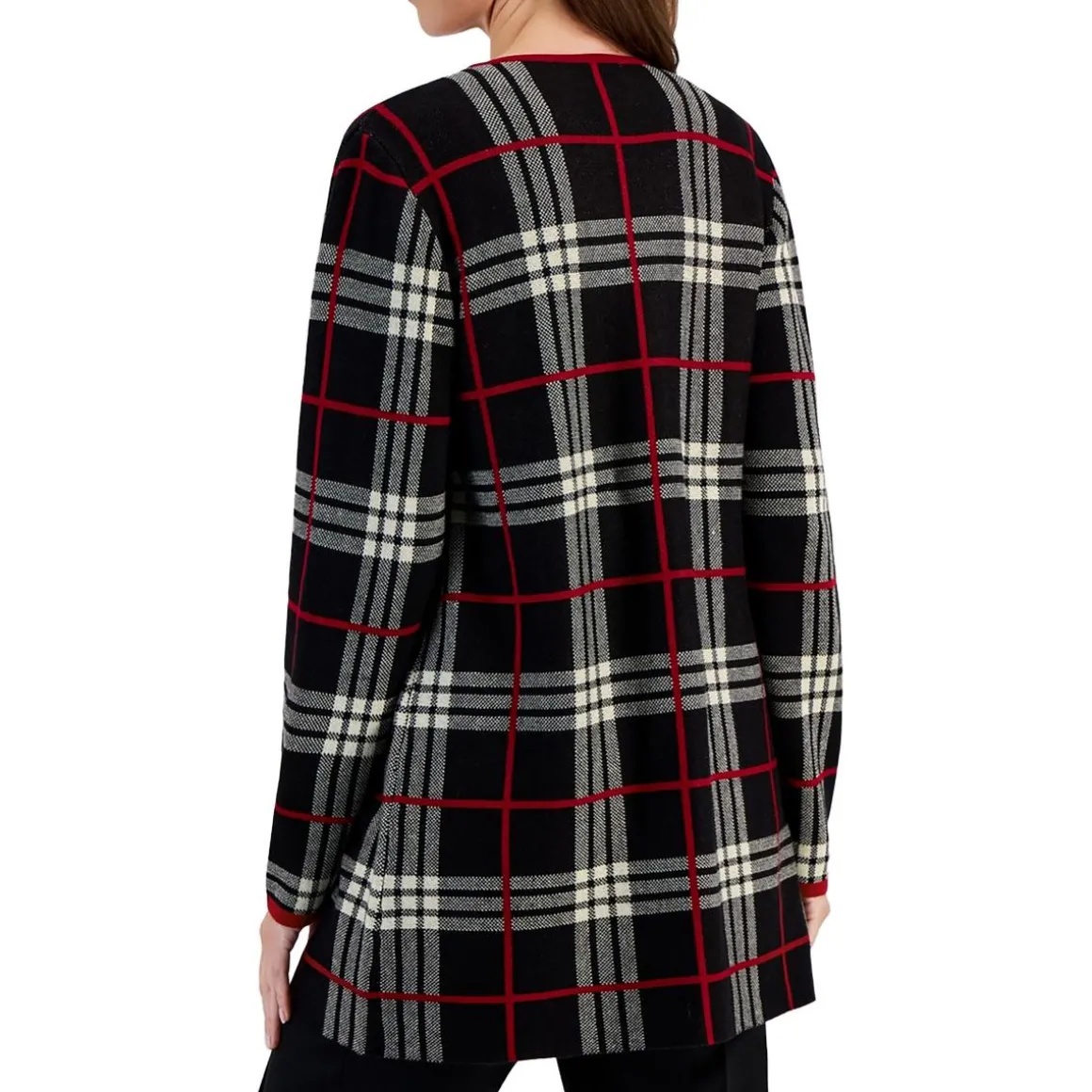 Glen Plaid Cotton Stretch Cardigan Sweater