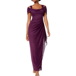 Glitter Cold Shoulder Evening Dress