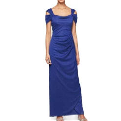 Glitter Cold Shoulder Evening Dress