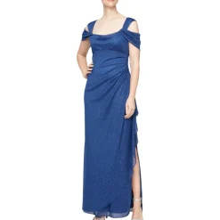 Glitter Cold Shoulder Evening Dress