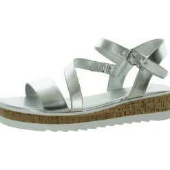 Grandie Faux Leather Adjustable Wedge Sandals