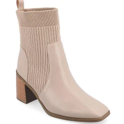 Harlowe Knit Faux Leather Ankle Boots