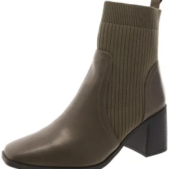 Harlowe Knit Faux Leather Ankle Boots