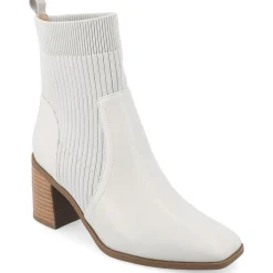 Harlowe Knit Faux Leather Ankle Boots