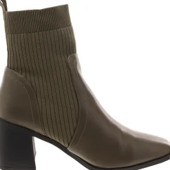 Harlowe Knit Faux Leather Ankle Boots