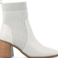 Harlowe Knit Faux Leather Ankle Boots