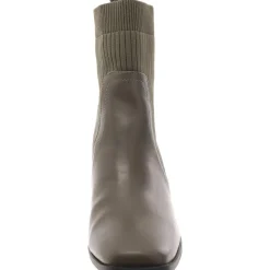 Harlowe Knit Faux Leather Ankle Boots